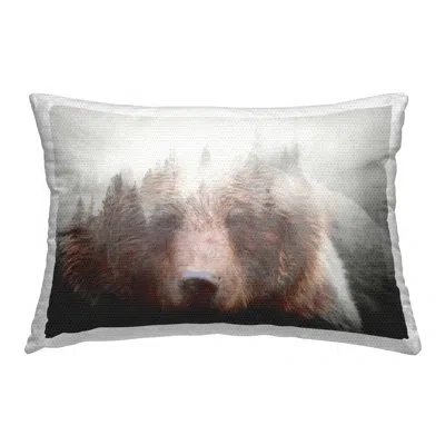 Stupell Industries Abstract Bear & Nature Outdoor Printed Pillow By Daniel Sproul In Black;brown;white