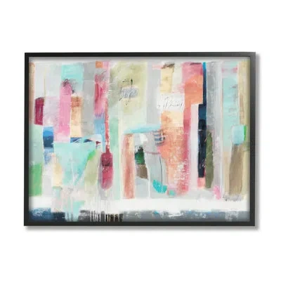 Stupell Industries Abstract Blocked Line Shapes Modern Scribble Detail By Jill Martin - Floater Frame Painting On Canva In Midnight Black Framed Giclee
