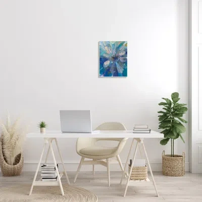 Stupell Industries Abstract Blue Floral Petals Contemporary Flower Splatter Gray Farmhouse Rustic Oversized Framed Gicl In Wall Plaque