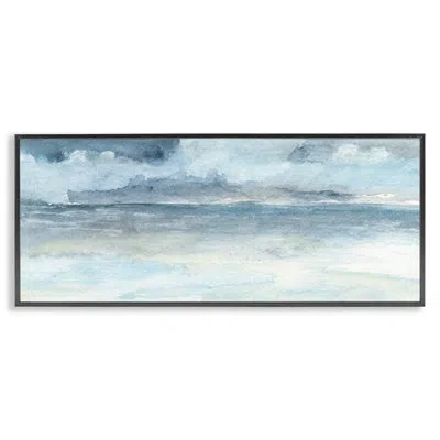 Stupell Industries Abstract Cloudy Ocean Waves By Regina Moore - Floater Frame Painting On Wood In Midnight Black Framed Giclee