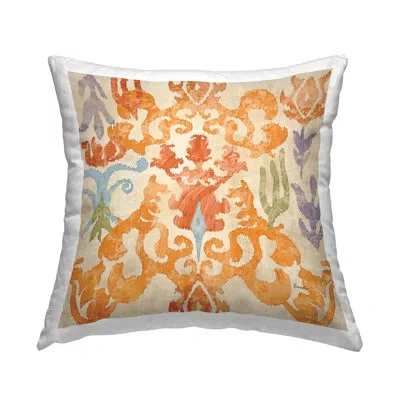 Stupell Industries Abstract Damask Orange Pattern Printed Throw Pillow Design By Evelia Designs In Beige