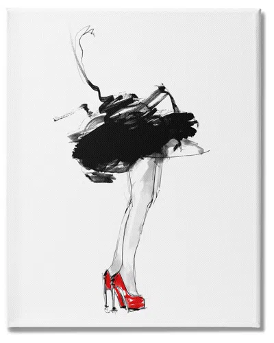 Stupell Industries Abstract Female Fashion Illustration Red Heels Tutu Stretched Canvas Wall Art By Lotta La In Black