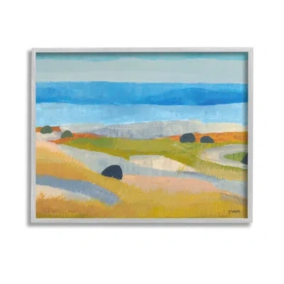 Stupell Industries " Abstract Grassland & Beach Single Picture Frame " By Jan Weiss On Canvas In Farmhouse Gray Framed Giclee