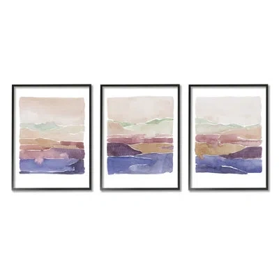 Stupell Industries Abstract Landscape Nature Scene Vivid Rural Hills By Grace Popp - 3 Piece Floater Frame Painting Set In Midnight Black Framed Giclee