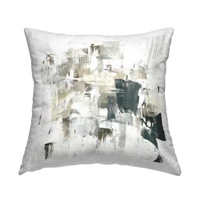 Stupell Industries Abstract Monochrome Paint Outdoor Printed Pillow By June Erica Vess In Gray