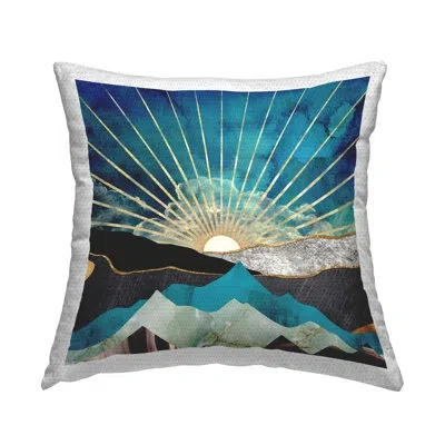 Stupell Industries Abstract Mountain Sun Rays Printed Outdoor Throw Pillow Design By Jennifer T. In Blue;black;orange