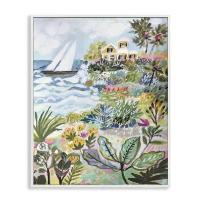 Stupell Industries Abstract Nautical Scene - Single Picture Frame Print On Wood In Coastal White Framed Giclee
