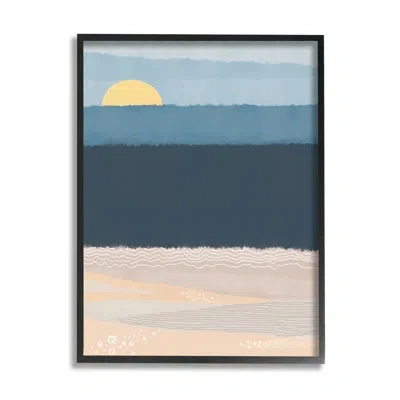 Stupell Industries Abstract Ocean Shore Shining Sun Over Coast Giclee Texturized Art By Darlene Seale In Midnight Black Framed Giclee
