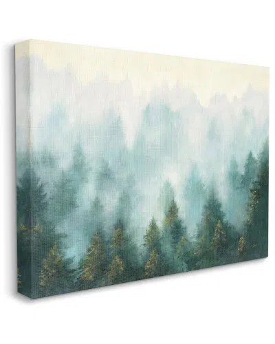 STUPELL STUPELL INDUSTRIES ABSTRACT PINE FOREST LANDSCAPE WITH MIST GREEN PAINTING STRETCHED CANVAS WALL ART