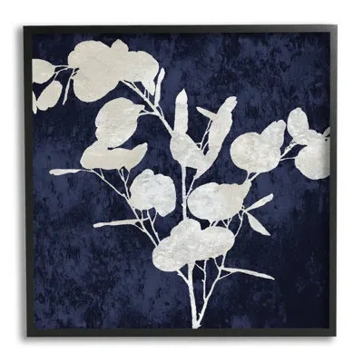 Stupell Industries Abstract Plant Leaves Modern Botanical Shapes By Danielle Carson - Floater Frame Graphic Art On Canv In Midnight Black Framed Giclee