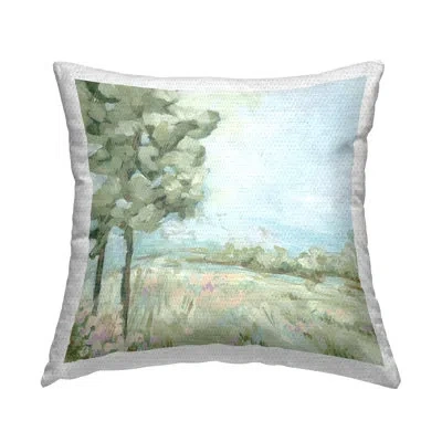 Stupell Industries Abstract Rural Scene Outdoor Printed Pillow By June Erica Vess In Green