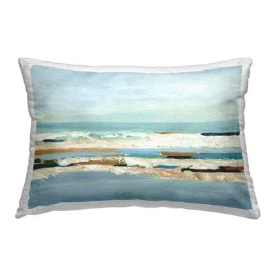 Stupell Industries Abstract Sea View Outdoor Printed Pillow By Ethan Harper In Blue;brown;white