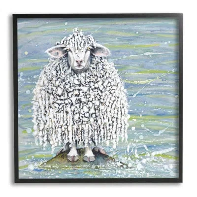Stupell Industries Abstract Sheep Modern Splatter By Maggie Vandewalle - Painting In Midnight Black Framed Giclee