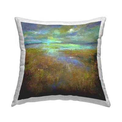 Stupell Industries Abstract Stream View Outdoor Printed Pillow By Sheila Finch In Blue