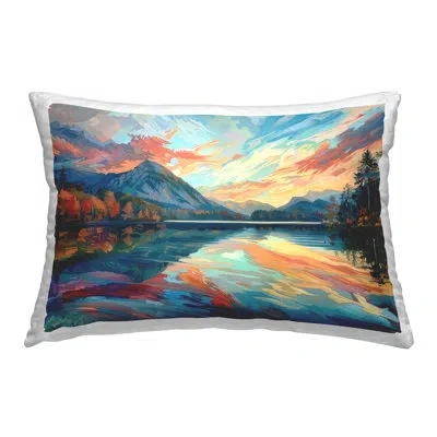 Stupell Industries Abstract Swirled Lake & Mountain Design By Lsr Design Studio Throw Pillow In Blue