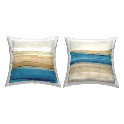 Stupell Industries Abstract Tan & Blue Landscape Printed Throw Pillow Design By Flora Kouta (set Of 2)