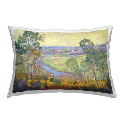 Stupell Industries Abstract Winding Stream Printed Outdoor Throw Pillow Design By Barbara Schilling In Yellow