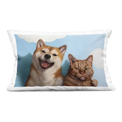 Stupell Industries Adopted Brother Dog & Cat Decorative Printed Throw Pillow, Design By Lucia Heffernan In Blue