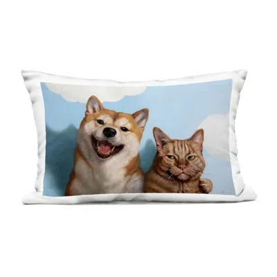 Stupell Industries Adopted Brother Dog & Cat Outdoor Printed Pillow, Design By Lucia Heffernan In Blue