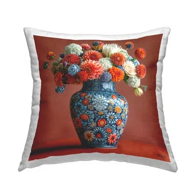 Stupell Industries Adorn Dahlia Bouquet Decorative Printed Throw Pillow Design By Roozbeh Bahramali In Orange