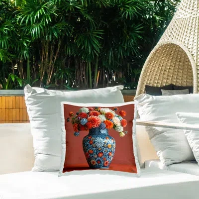 Stupell Industries Adorn Dahlia Bouquet Printed Outdoor Throw Pillow Design By Roozbeh Bahramali In Orange