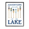Stupell Industries Adventure Awaits At Lake Oars Phrase Framed Print In Blue