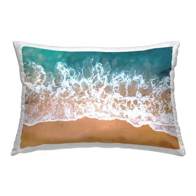 Stupell Industries Aerial Beach Foam Decorative Printed Throw Pillow By Nataly White In Tan
