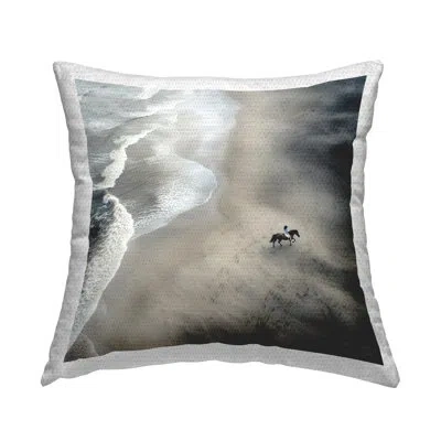 Stupell Industries Aerial Beach View Horse Outdoor Printed Pillow By Rb In Gray
