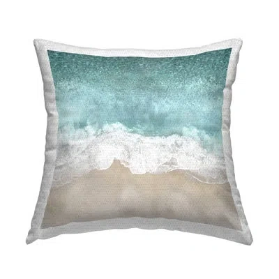 Stupell Industries Aerial Beach Waves View Outdoor Printed Pillow By Maggie Olsen In Blue;white;beige