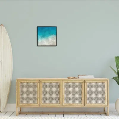 Stupell Industries Aerial Ocean Shoreline View Sea Water Foam By Alpenglow Workshop - Floater Frame Painting Print On W In Midnight Black Framed Giclee