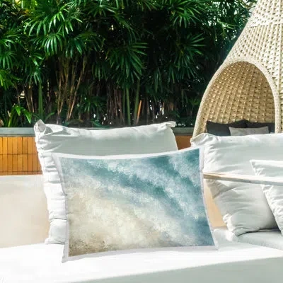 Stupell Industries Aerial Shore Foamy Waves Outdoor Printed Pillow By J:l Design In Blue
