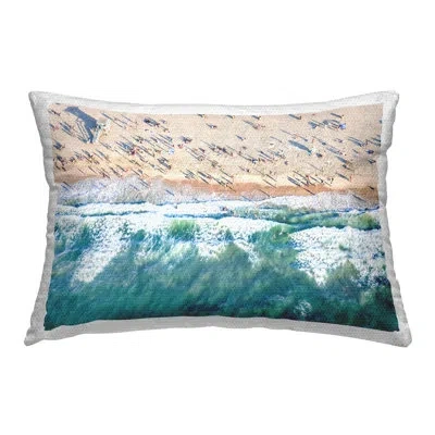Stupell Industries Aerial Tide Beach Foam Outdoor Printed Pillow By Sisi And Seb In Blue