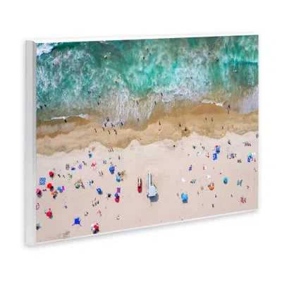 Stupell Industries Aerial View Busy Summer Beach Umbrellas People Swimming Wall Plaque Art By Jeff Poe Photography In Multi-color