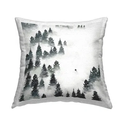 Stupell Industries Aerial Winter Ski Slopes Snowy Nature Scene Outdoor Printed Pillow By Ziwei Li In Black;white