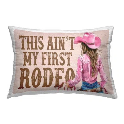 Stupell Industries Ain't My First Rodeo Girl Design By Lettered And Lined Outdoor Printed Pillow In Brown