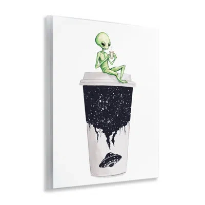 Stupell Industries Alien & Coffee Cup Wall Plaque Art By Ziwei Li In Black
