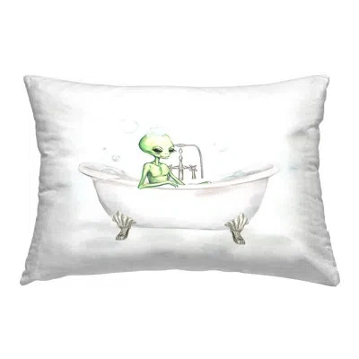 Stupell Industries Alien Bubble Bath Decorative Printed Throw Pillow Design By Ziwei Li In Green