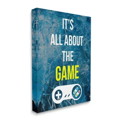Stupell Industries All About The Game Vintage Controller Gamer Sign By Annie Warren - Floater Frame Print On Canvas In Blue