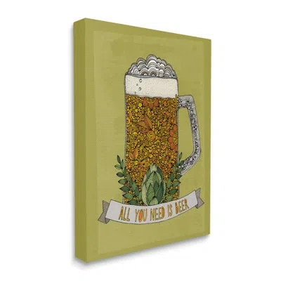 Stupell Industries All You Need Is Beer Floral Pattern Stein Mug By Valentina Harper - Floater Frame Textual Art On Can In Wrapped Canvas