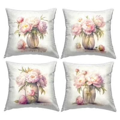 Stupell Industries Alluring Blush Peonies Printed Outdoor Throw Pillow Design By Lsr Design Studio (set Of 4) In Pink
