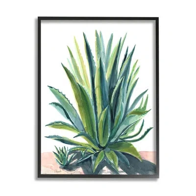 Stupell Industries Aloe Plant Botanical Leaves By Cherish Flieder - Floater Frame Graphic Art On Wood In Midnight Black Framed Giclee