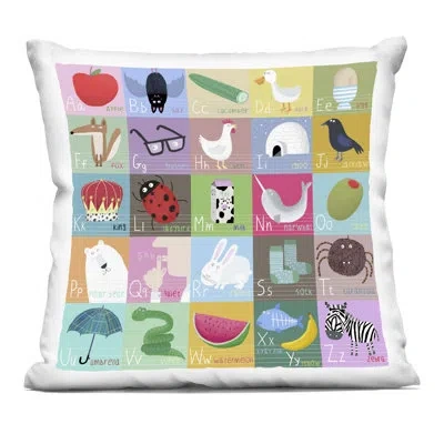 Stupell Industries Alphabet Learning First Words Decorative Printed Throw Pillow, Design By Carla Daly In Blue