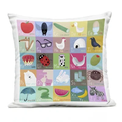 Stupell Industries Alphabet Learning First Words Outdoor Printed Pillow, Design By Carla Daly In Blue