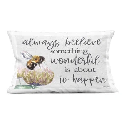 Stupell Industries Always Believe Something Wonderful Decorative Printed Throw Pillow, Design By Susie Boyer, 14 X 7 X  In White