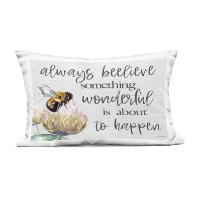 Stupell Industries Always Believe Something Wonderful Outdoor Printed Pillow, Design By Susie Boyer, 14 X 7 X 20 In White