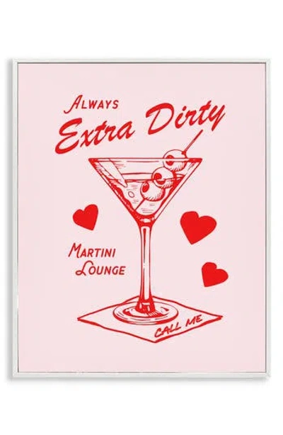 Stupell Industries Always Extra Dirty Martini Framed Canvas Wall Art In Pink