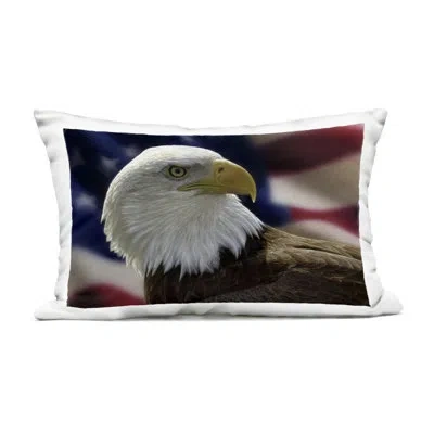Stupell Industries American Bald Eagle & Flag Outdoor Printed Pillow Design By Collin Bogle In Red,white Eagle