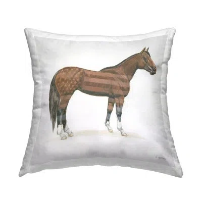 Stupell Industries American Flag Horse Decorative Printed Throw Pillow Design By Wellington Studio In White