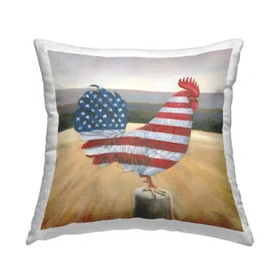 Stupell Industries American Flag Rooster Decorative Printed Throw Pillow Design By Wellington Studio In Red