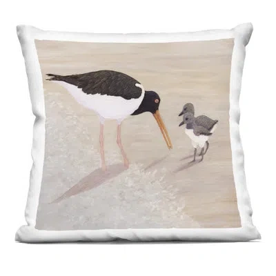 Stupell Industries American Oyster Catcher & Chicks Decorative Printed Throw Pillow, Design By Barbara Fallenbaum, 18 X In Beige
